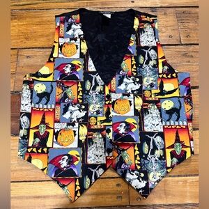 Vtg 111 MAIN Halloween Vest Witch Ghost Womens‎ Large Button Up Lined Multicolor